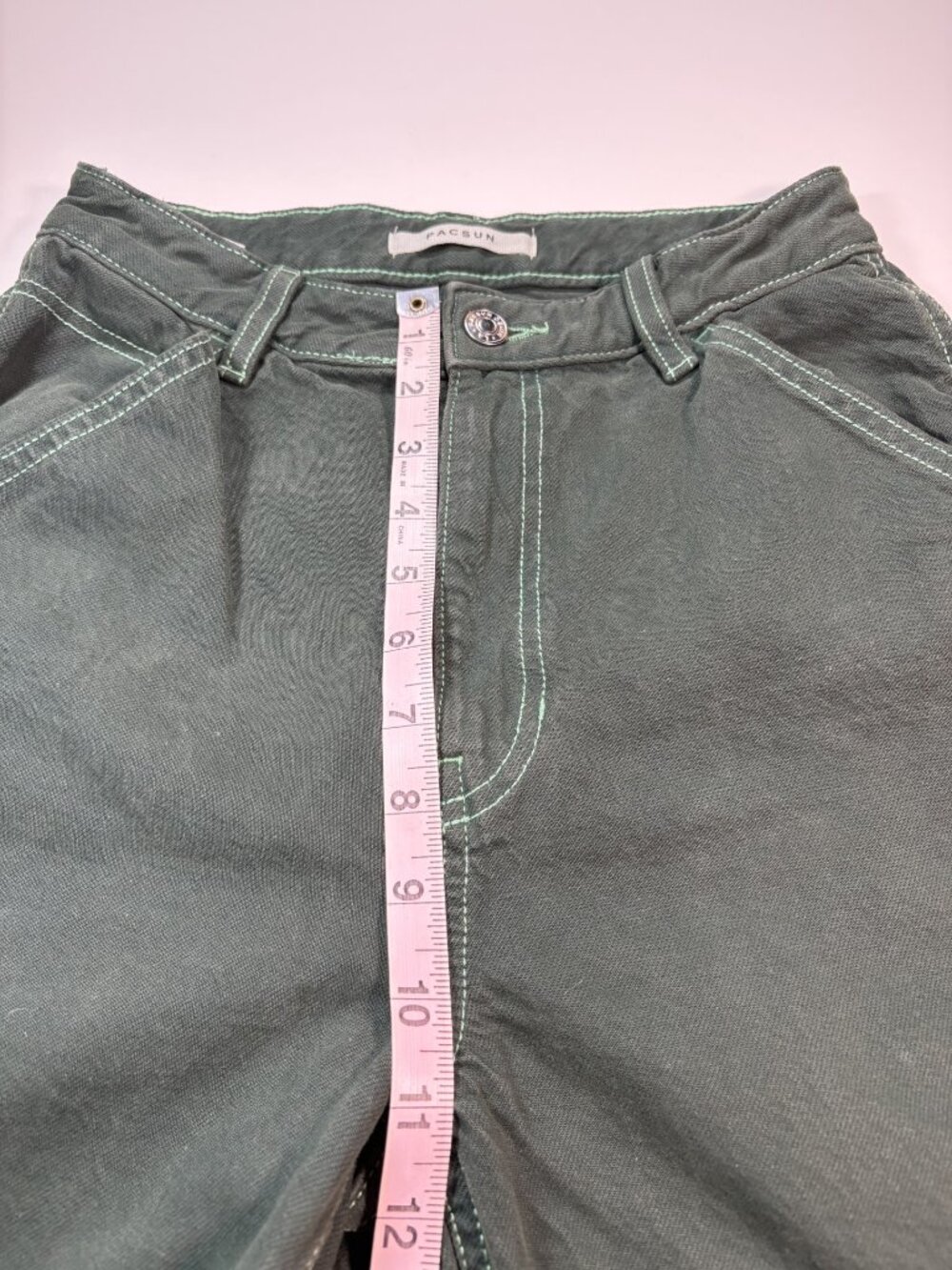 PacSun Green Cargo Pants Women's Size 26/28 Y2K Baggy Utility Contrast Stitch - Picture 10 of 14